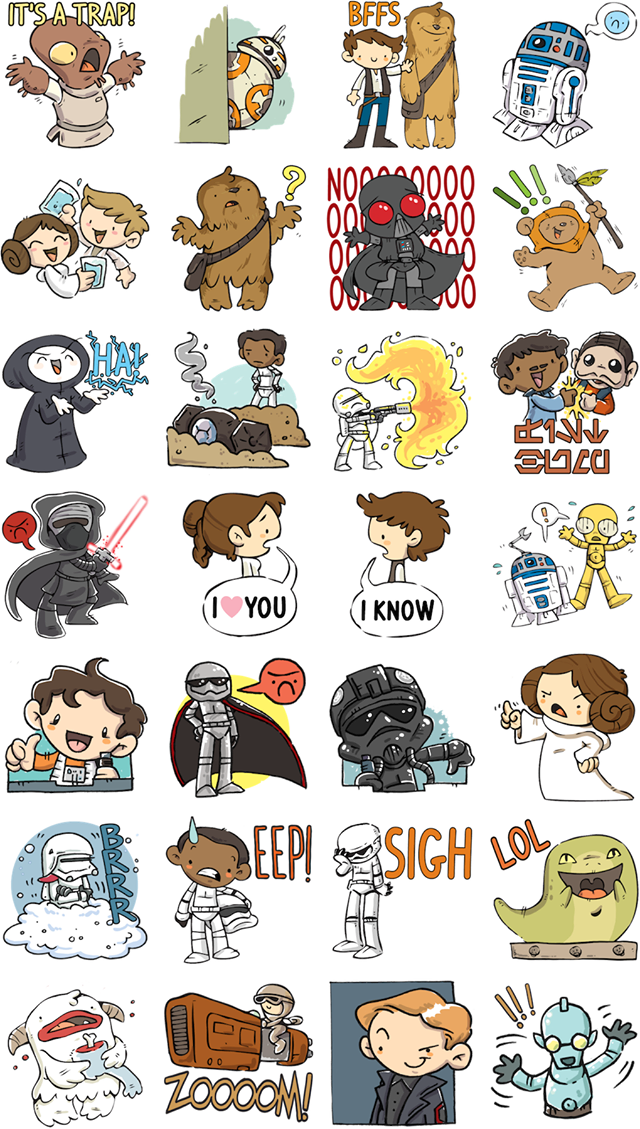Por enquanto, são 24 emojis representando os filmes Star Wars. (Foto: Facebook)