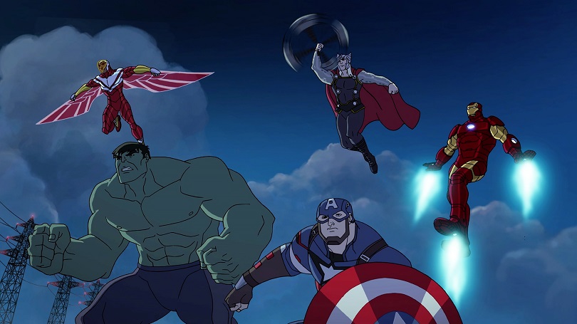 MARVEL'S AVENGERS: ULTRON REVOLUTION - "Under Siege" - Hawkeye must defend the Avengers Tower from Baron Zemo and the Masters of Evil. This episode of "Marvel's Avengers: Ultron Revolution" airs Sunday, April 03 (8:30 - 9:00 A.M. EDT) on Disney XD. (Marvel) FALCON, HULK, CAPTAIN AMERICA, THOR, IRON MAN