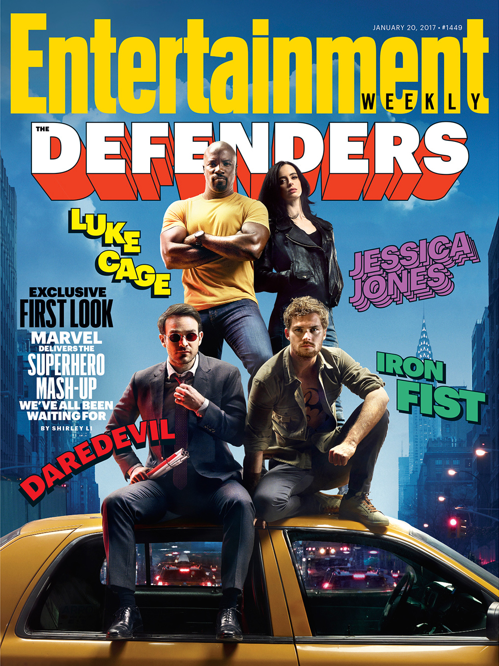 A capa da Entertainment Weekly remete aos quadrinhos do grupo de heróis conhecido como Os Defensores. (Foto: Entertainment Weekly)