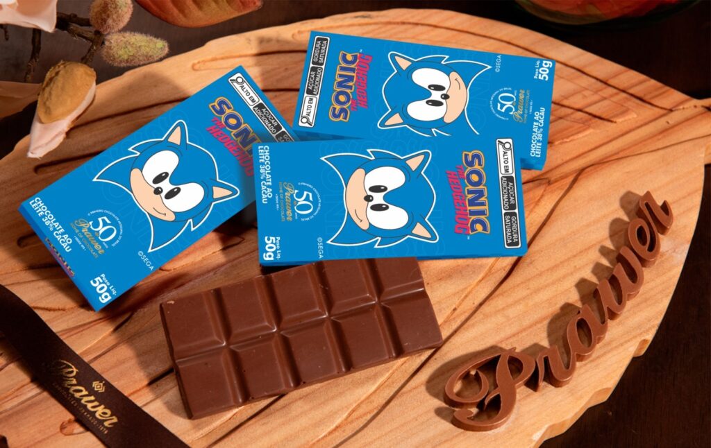 Sonic estampa nova linha da Prawer Chocolates